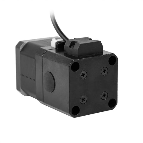Front view of black brake-equipped stepper motor (42HS40-YC-PD, 12V, 40N·cm, NEMA17, 4-lead)