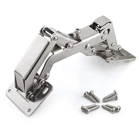 Frameless cabinet hinge with mounting plate, stainless steel, hidden hydraulic damper, soft-close, 170/175° (1 pair)
