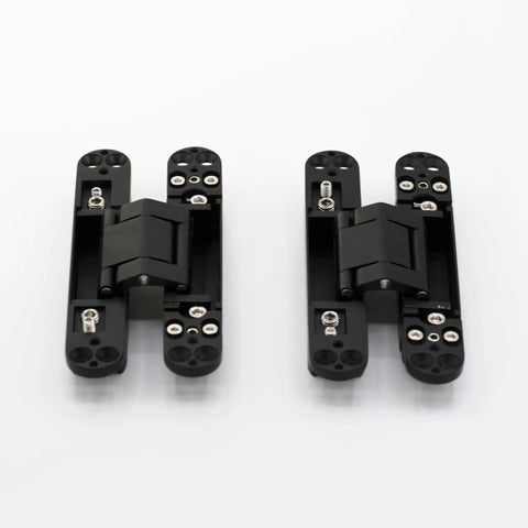 Hidden Door Hinge Set Two Pack Heavy Duty Concealed Hinge Zinc Alloy 180 Degree Swing Black Durable Hardware