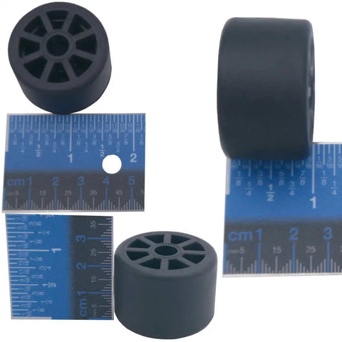 Refrigerator Rear Caster Wheel Replacement For DA61-04703A 2033808 Black One And A Half Inch Diameter By One Inch Wide shown with ruler