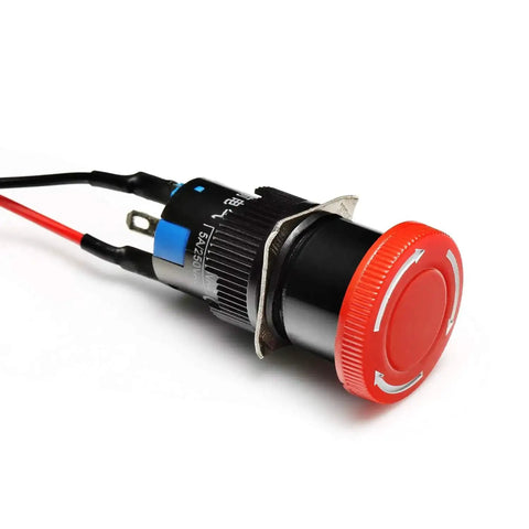 CNC Router Emergency Stop Push Button for 3018 MX3 and 3018 PROVer, push to stop and lock, red button with 20cm cable, side view