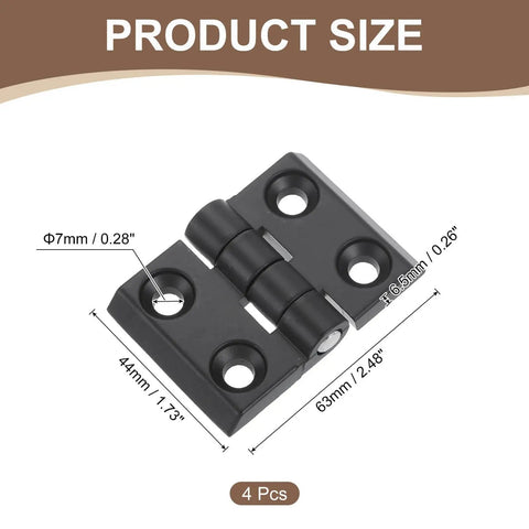 Zinc Alloy Mini Folding Hinges For Cabinets 44mm By 63mm Black 180 Degree Adjustable Hinges For Wooden Boxes And Woodworking Crafts 4 Pack