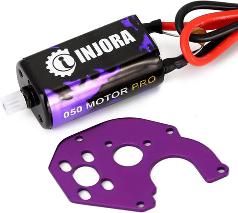 Pro 050 Brushed Motor 50T with metal motor mount and 4g aluminum heat sink for SCX24 1 to 24 RC crawler upgrade.