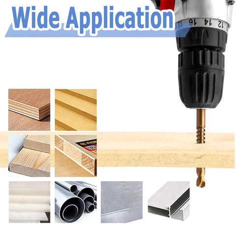 Must Have Titanium Coated HSS Drill And Saw Bit Set For Wood Metal Plastic Six Piece 3.0mm 4.0mm 5.0mm 6.0mm 6.5mm 8.0mm with drill
