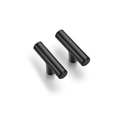 10 Pack 2 Inch Matte Black Stainless Steel Cabinet Pulls For Kitchen Drawers Cupboards Modern Handles, front view of two pulls