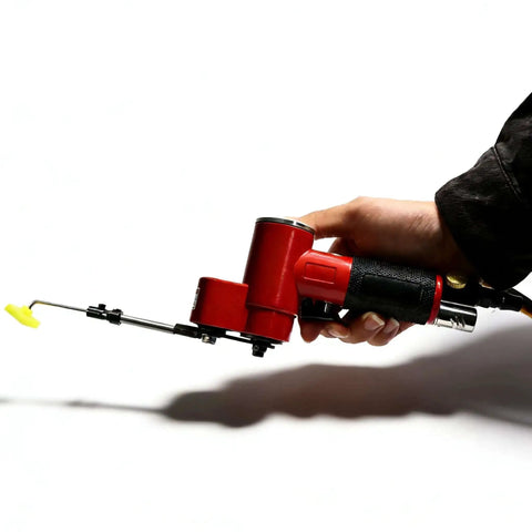 Hand holding 90 Degree Pneumatic Polisher Kit With Reciprocating Air Grinder Sander And 5 Rubber Buffing Heads