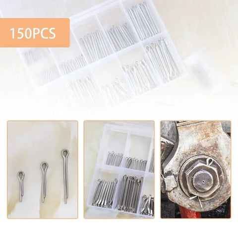 150 Pcs 304 Stainless Steel Cotter Pins Assortment Kit With 15 Sizes Split Pin Fasteners For Automotive Mechanics And Small Engine Repair A Handy Must Have Fix It Kit For DIYers