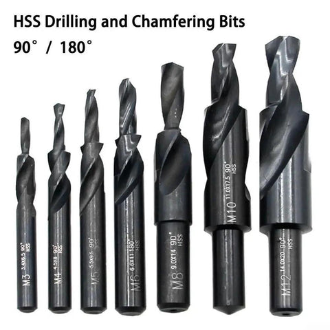 All In One Spiral Step Drill Bit Set For Metal Drilling And Chamfering HSS Counterbore Step Bits shown in various M sizes