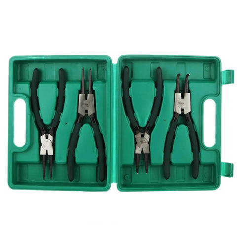 4 Pack 9 Inch Snap Ring Pliers Set Beefy Heavy Duty Internal External Circlip Pliers Kit With Straight And Bent Jaw Spring Loaded Precision For Ring Remover And Retaining Rings Green Handles