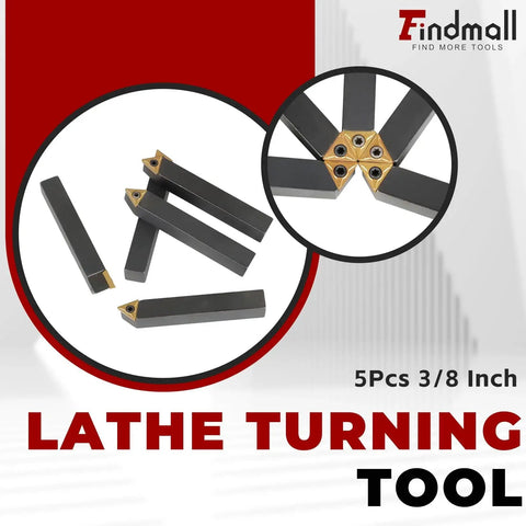 5Pcs Three Eighths Inch Indexable Carbide Lathe Turning Tool Holder Set With TCMT110204 Inserts For Metalworking displayed