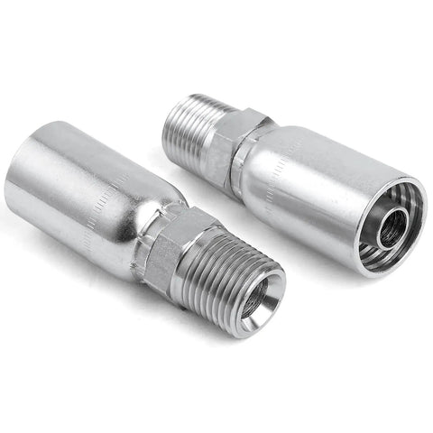 12 Pack 1/2 Inch Hose To 1/2 Inch NPTF Male Hydraulic Crimp Fittings In Heavy Duty Carbon Steel For Hydraulic Systems With Petroleum Fluids