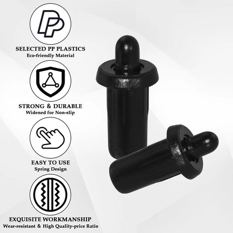 8 Pieces Cabinet Door Damper Pins Dual Purpose Replacement Pins For Cabinets And Shelves, black iron and plastic pins