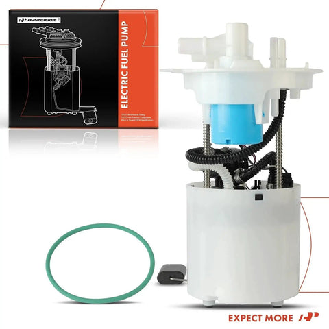 Electric Fuel Pump Module Assembly With Sending Unit For Buick LaCrosse 2011 2013 2014 2015 2016 Regal 2012 Malibu 2013 2015 And Cadillac Models Replacement Fuel Pump, shown with packaging and gasket
