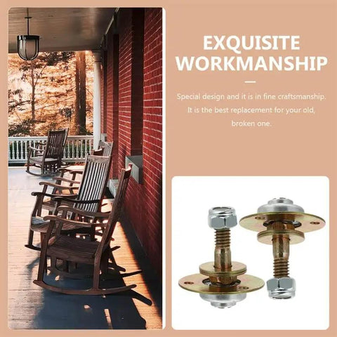 Rocking Chair Bearings Replacement Kit Four High Precision Metal Bearings for Rocking Chair Repair and Assembly with Durable Iron Plated Connectors for Smooth Glide and Easy Do It Yourself Fixes 2.04 by 0.78 by 0.78 Inches, shown with a porch setting.