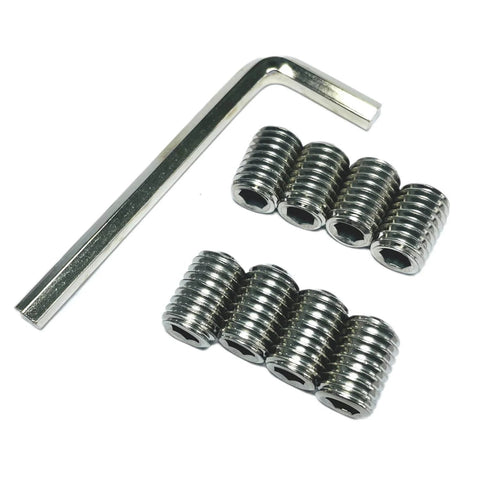 Eight Piece 1/2-13 by 3/4 Inch Hex Socket Set Screws 304 Stainless Steel Allen Head Grub Screws with 1/4 Inch Allen Wrench