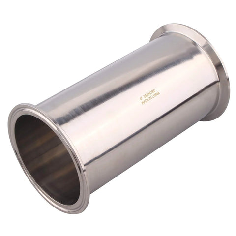DERNORD stainless steel 304 sanitary spool tube with 4-inch tri-clamp flange, 8-inch length