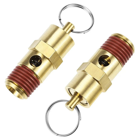 Brass Pressure Relief Valve Set For Air Compressors - 2 Pack, 1/4 Inch NPT Threaded, 150 PSI Relief