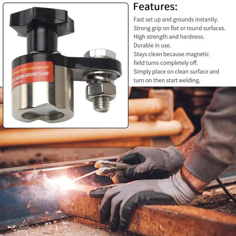 600A Magnetic Welding Ground Clamp Switchable Magnet Welding Holder Grounding Magnetic Connector For Welding Earth Switch Fixed Use With Fast Cooling Design