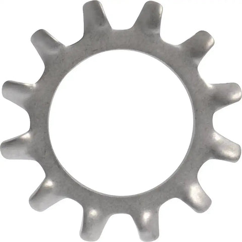 3/8-Inch External Tooth Lock Washer Set, Stainless Steel, single washer, top view