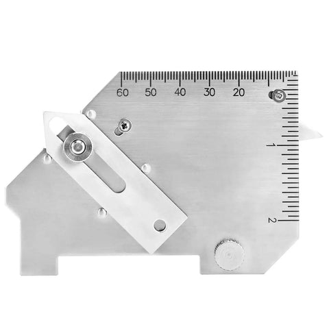 Pro Grade Cam Weld Gauge For Precise Welds Stainless Steel Construction Metric And Inch Readouts 0 To 60 Degree Angles And Excess Weld Metal Capping Up To 2 Inches 50 Mm With Permanently Etched Markings For Quick Readouts By VASTOOLS side view