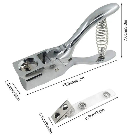 Hand Held Slot Punch Tool Kit With 10 Metal Badge Clips And PVC Straps For PVC ID Cards Card Holders Lanyards And Credentials Heavy Duty Punch Plier