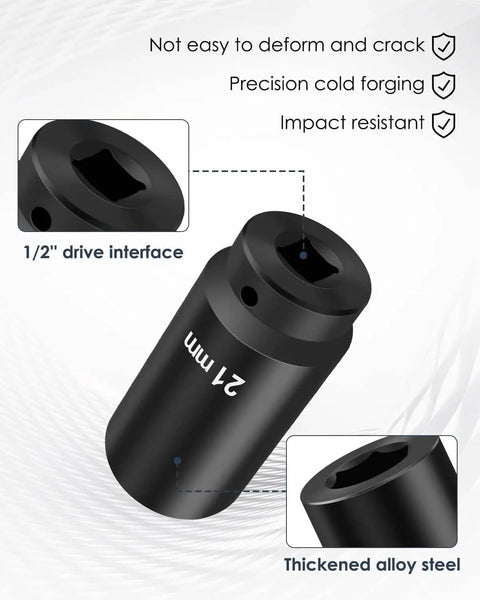 21mm deep impact socket from Beefed Up Half Inch Drive Crank Bolt Socket Set With 17mm 19mm 21mm 22mm 24mm 27mm Deep Impact Harmonic Balancer Sockets