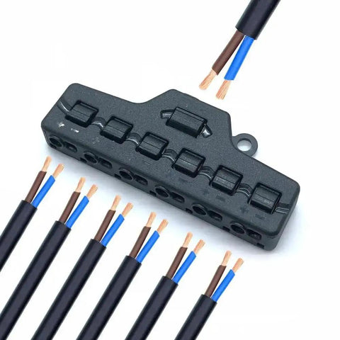Two Pack 6 Port Wire Connector Splitter Distributor 1 In 6 Out Quick Push In Terminal Block TL-106 Parallel Constant Voltage Type