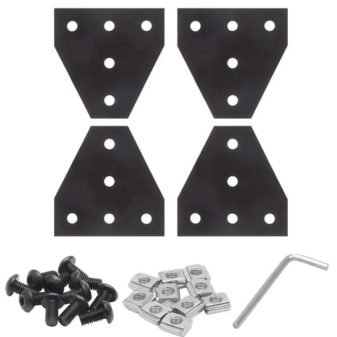 4 Pack 2020 T Shape Joint Plates For Aluminum Extrusion T Slot Corner Brackets With Five-Hole Design 6mm Slot 90 Degree Connector Black