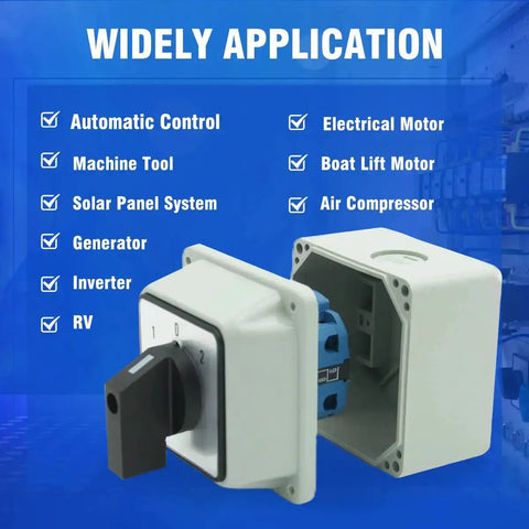 20A Rotary Changeover Switch 3 Position 2 Pole 8 Terminal With Box Built Tough Mounting Accessories Easy Install ON OFF ON