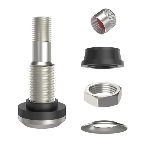 5 Pack Metal Tire Valve Stems Outer Mount Fits 0.453 Inch And 0.625 Inch Rim Holes Brass Chrome Finish EPDM Rubber High Temperature Valve Core Included Clamp In Valves With 1.5 Inch Effective Length And 1 5/8 Inch Overall Length