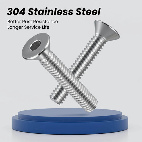 Beefy 1/4-20 Socket Head Cap Screws Set, 2 Inch, Full Thread, 30 Pieces, 304 Stainless Steel 18-8 Countersunk Bolts on display.