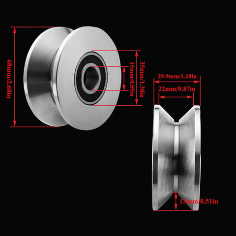 Heavy Duty Stainless Steel V Groove Gate Rollers With Bearings For Quiet Smooth Sliding Barn Door Track V Shaped Pulley Wheels