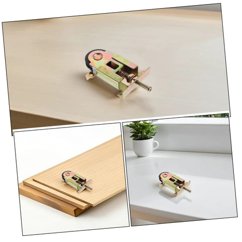2 Pack Sliding Door Roller Replacement Kit on wooden surface, showing durable steel frame and concave ball bearing wheels.