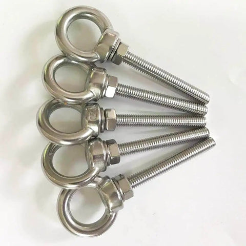 Heavy Duty Stainless Steel Eye Bolts With Washer And Nuts For Lifting Rings M6 Shoulder Eyebolts 85mm Total Length 50mm Thread