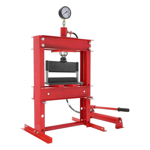 12 Inch Press Brake Attachment For 12 To 20 Ton Hydraulic Shop Presses, pro grade metal bending kit, high grade steel, red finish.
