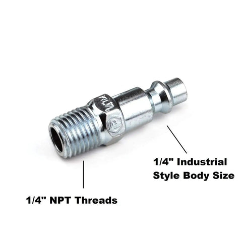 Industrial Style Air Quick Connect Plugs Nipples In Heat Treated Steel One Quarter Inch Male NPT 25 Pack For Air Tools