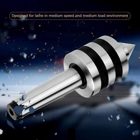 MT3 Live Center Heavy Duty Morse Taper 3 Rotary Lathe Center Alloy Steel 3000 RPM with precision support visible.
