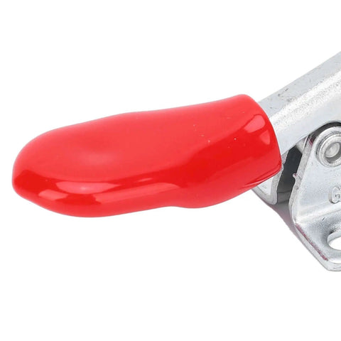 Close-up of Heavy Duty Toggle Clamps Set Of Four Galvanized Iron Quick Release Woodworking Jigs And Fixtures 90° handle