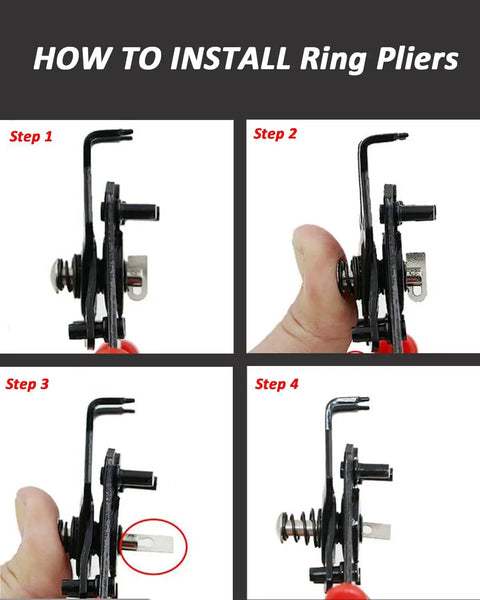 Installation steps for All In One Snap Ring Pliers Set With Interchangeable Jaw Heads For 45 90 And 180 Degree Angles