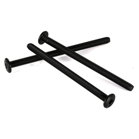 Close-up of Flat Head Socket Head Screws For Furniture Bolts Set In Stainless Steel 304 With Black Oxide Finish Fully Threaded