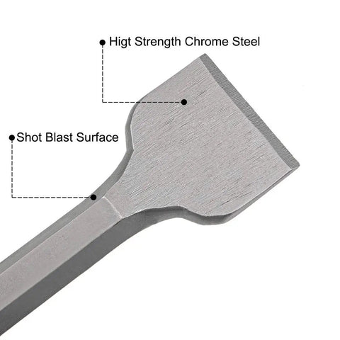 Powerful 50mm Masonry Scraping Chisel With Hex Shank For Electric Jack Hammer Chrome Steel Heat Treated Blade Durable