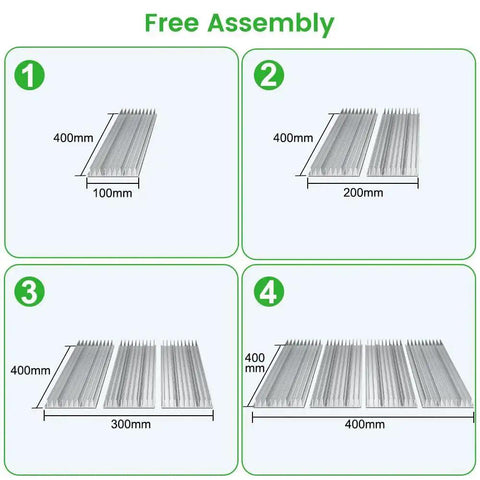Honeycomb Laser Bed Modular Kit 400x400mm For Laser Engravers And Cutters Aluminum assembly guide showing configuration options