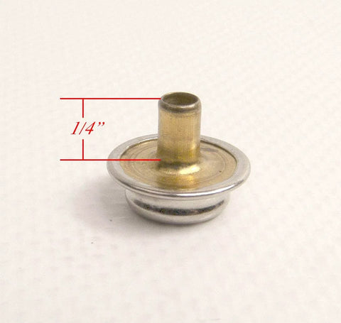 Close-up of a 1/4 in brass post from Three Eighths Inch Snap Stud And Double Stud Jewelry Set With Quarter Inch Brass Posts