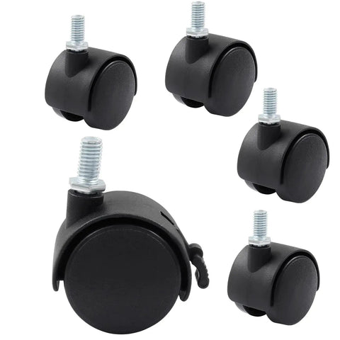 5 Pack 1.5 Inch Nylon Caster Wheels With M8 Threaded Stem And Brakes For Carts And Coffee Tables Replacement Furniture Casters Dual Wheel Swivel Design 33 Lbs Capacity Each Durable Lightweight Nylon