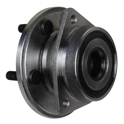 Close-up of metal Two Pack Front Wheel Hub And Bearing Assembly Compatible With Jeep Wrangler 1999 2006 Cherokee 1999 2001 TJ 2000 2006 Five Lug Non ABS Front Axle Replacement Kit