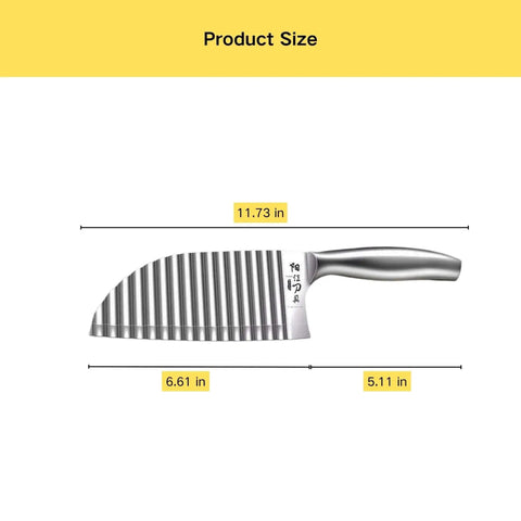 Crinkle Cutter Knife For Vegetables And Fruits With Stainless Steel Wavy Blade For Homemade Crinkle Fries And Chips Veggie Slices Perfect For Potatoes Cucumbers Carrots And Meal Prep Air Fryer Friendly Kitchen Tool with size markings