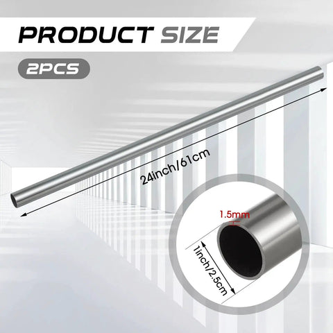 2 Pack 1 Inch OD 304 Stainless Steel Tubing 24 Inch Length Thickened Wall Weldable Round Metal Tube 16 Gauge size diagram