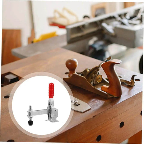 Heavy Duty Welding Toggle Clamps Set With Rubber Tips Two Pack Quick Release Workshop Clamps For Woodworking Fixed Holding Jigs And Fixtures Iron Construction Surface Protecting Durable And Easy To Use on a workbench