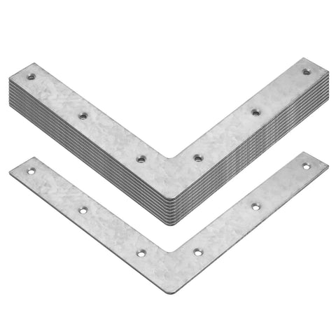 Pack of 10 Flat Corner Braces L-Shaped Mending Plates, 5-1/2 x 5-1/2 x 2 mm, Galvanized Steel for Furniture Reinforcement