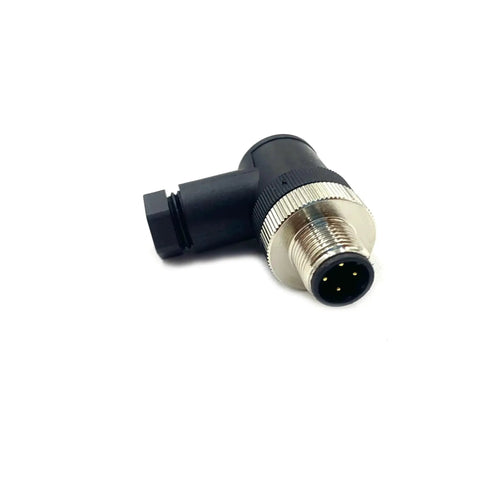 M12 4 Pin Male Connector IP67 Waterproof D Code Industrial Circular Connector brass gold-plated contacts, right angle